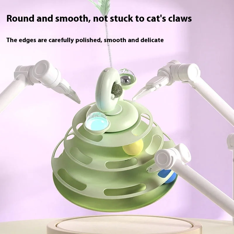 4 Levels Cat Toy Tower Turntable Roller Balls Toys Interactive Intelligence Pets Toys Training Track Puzzle Funny Games Accessor