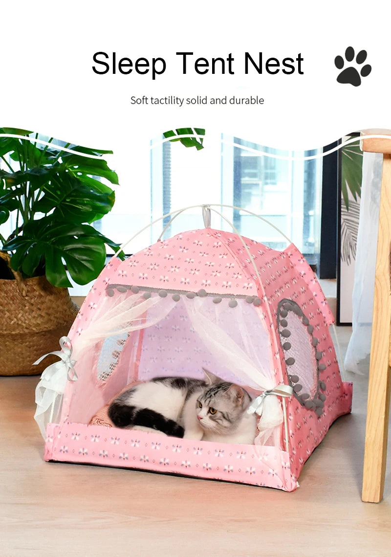 Cat Broken Flower Tent Semi Enclosed Internet Celebrity Tent Nest Universal For All Seasons Pet Supplies Summer Dog And Cat Nest