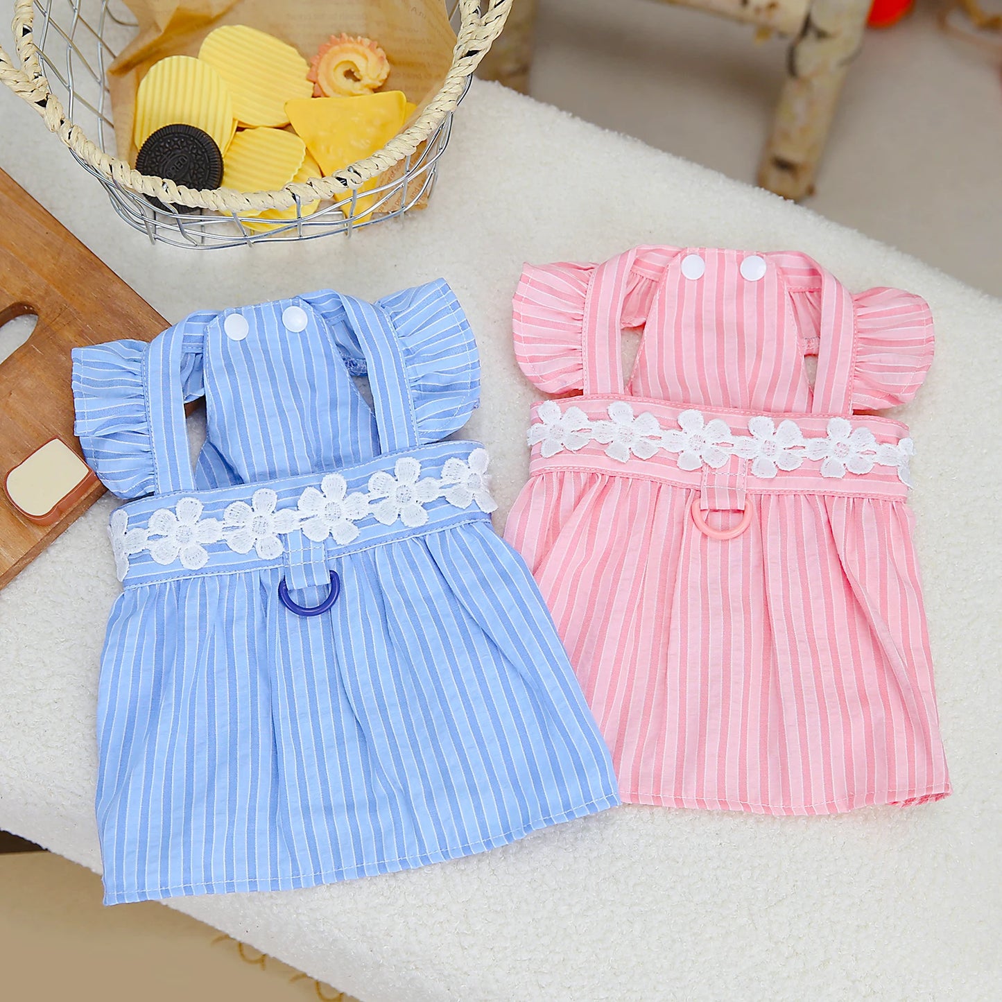 Summer Princess Pet Striped Dress for Dogs Little Small Puppies Animal Cat Wedding Party Skirt Clothes for Chihuahua Yorks