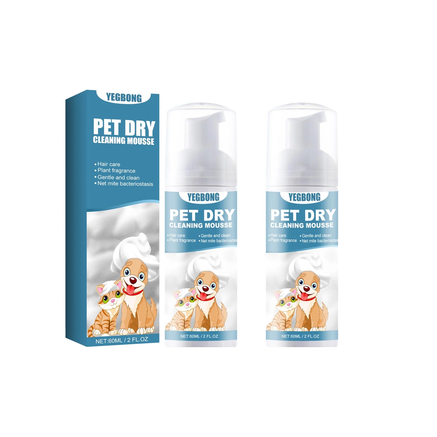 YEGBONG Pet Dry Shampoo Gentle Odor Neutralizing Hair Softening No Rinse Vet Recommended for Puppies Kittens Sensitive Skin
