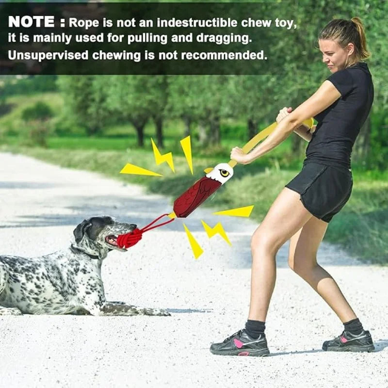 Interactive dog tug of war toy, tug of war toy ball knot, dog toy with knot ball, squeaking dog rope toy for training, suitable