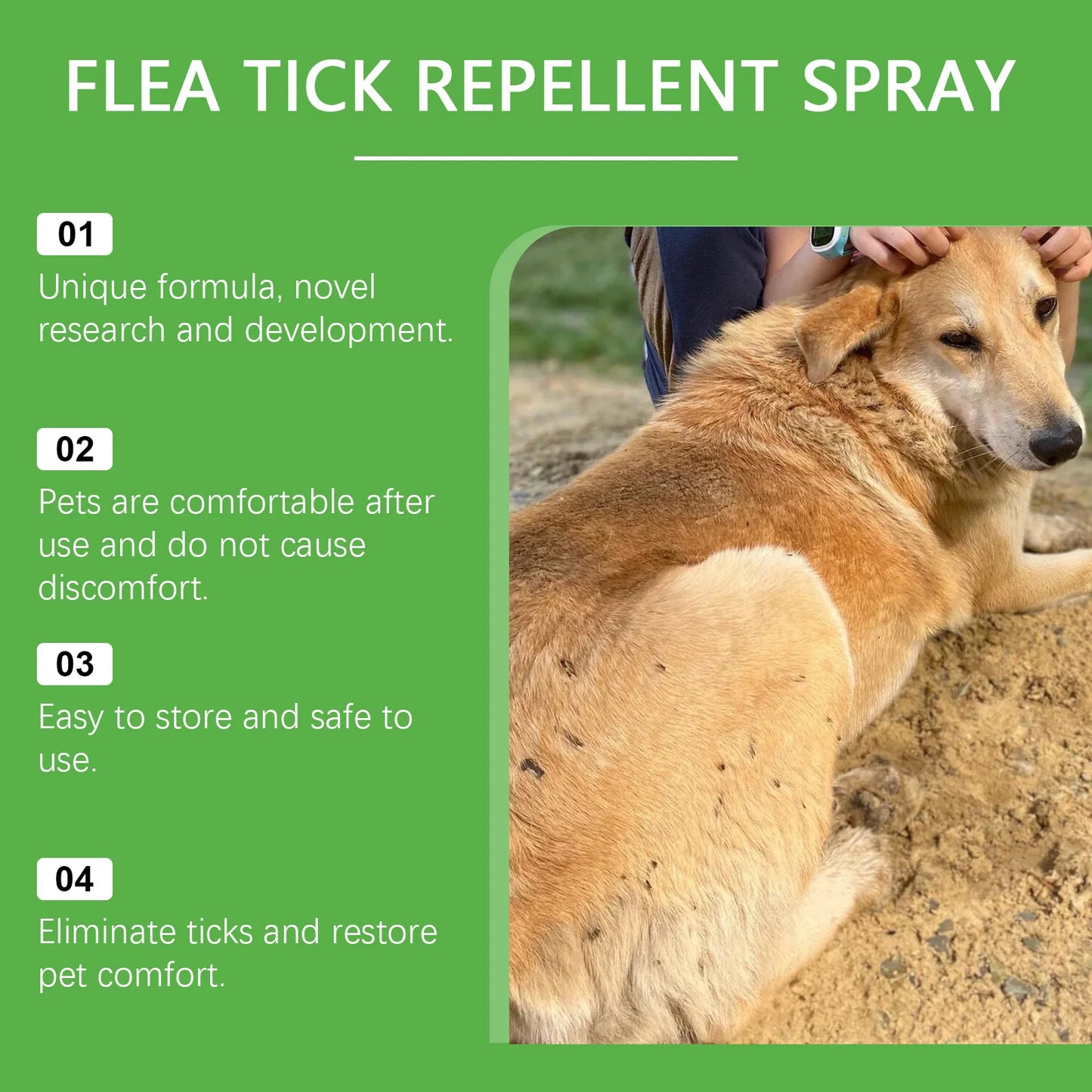 YEGBONG 50ml Pet Flea Mite Defense Spray Hypoallergenic Gentle Coat Care for Dogs and Cats with Non Toxic Plant Based Formula