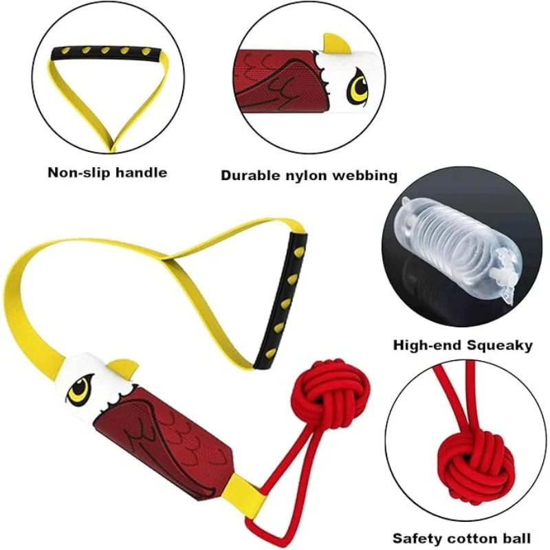 Interactive dog tug of war toy, tug of war toy ball knot, dog toy with knot ball, squeaking dog rope toy for training, suitable