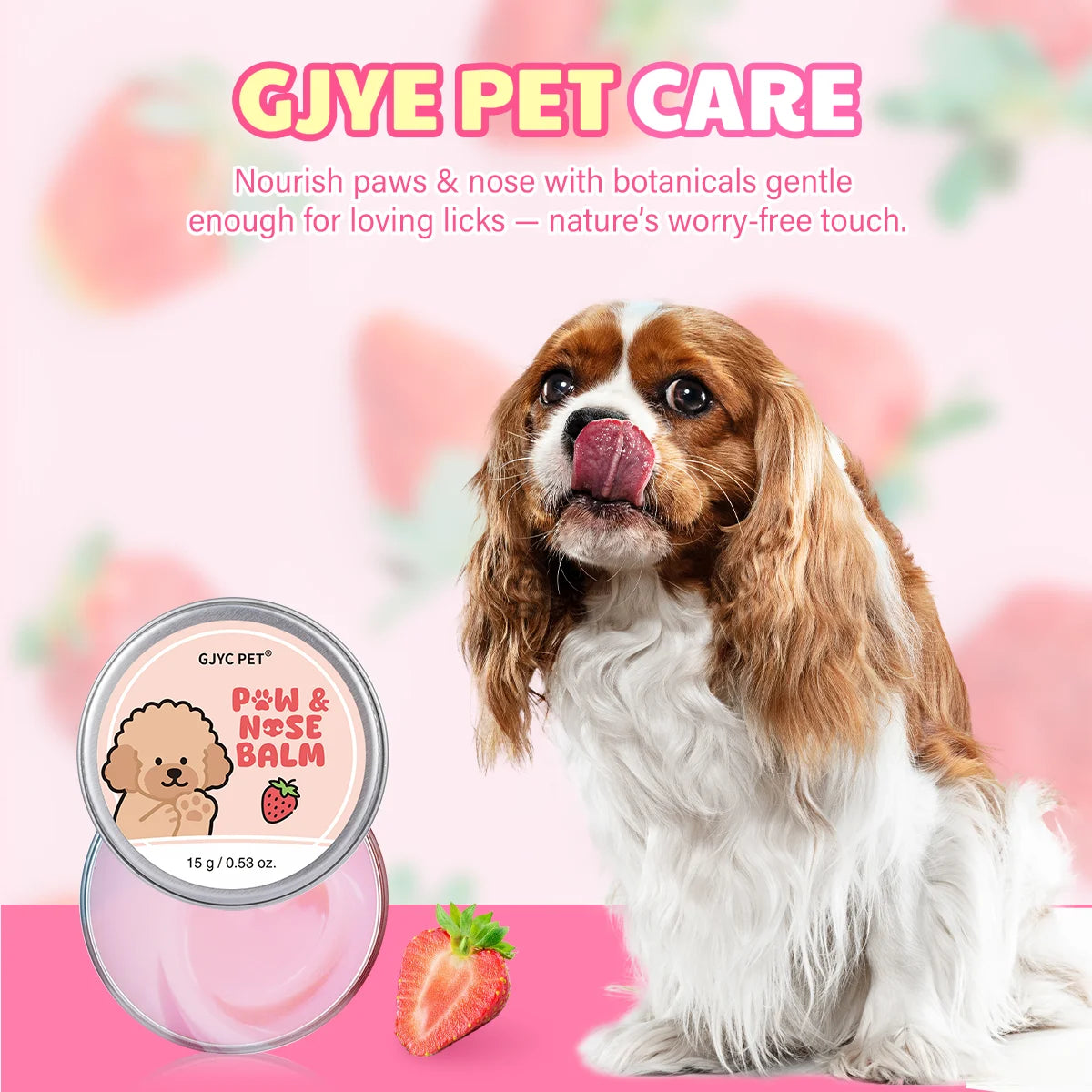 GJYC PET Strawberry Scented Natural Gentle Nourishing Pet Paw Care Cream Softens Pads Prevents Cracked Paws For Dogs Cats
