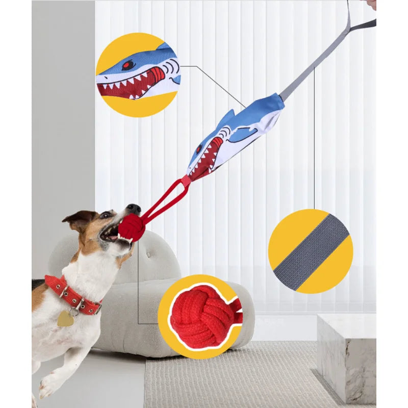 Interactive dog tug of war toy, tug of war toy ball knot, dog toy with knot ball, squeaking dog rope toy for training, suitable