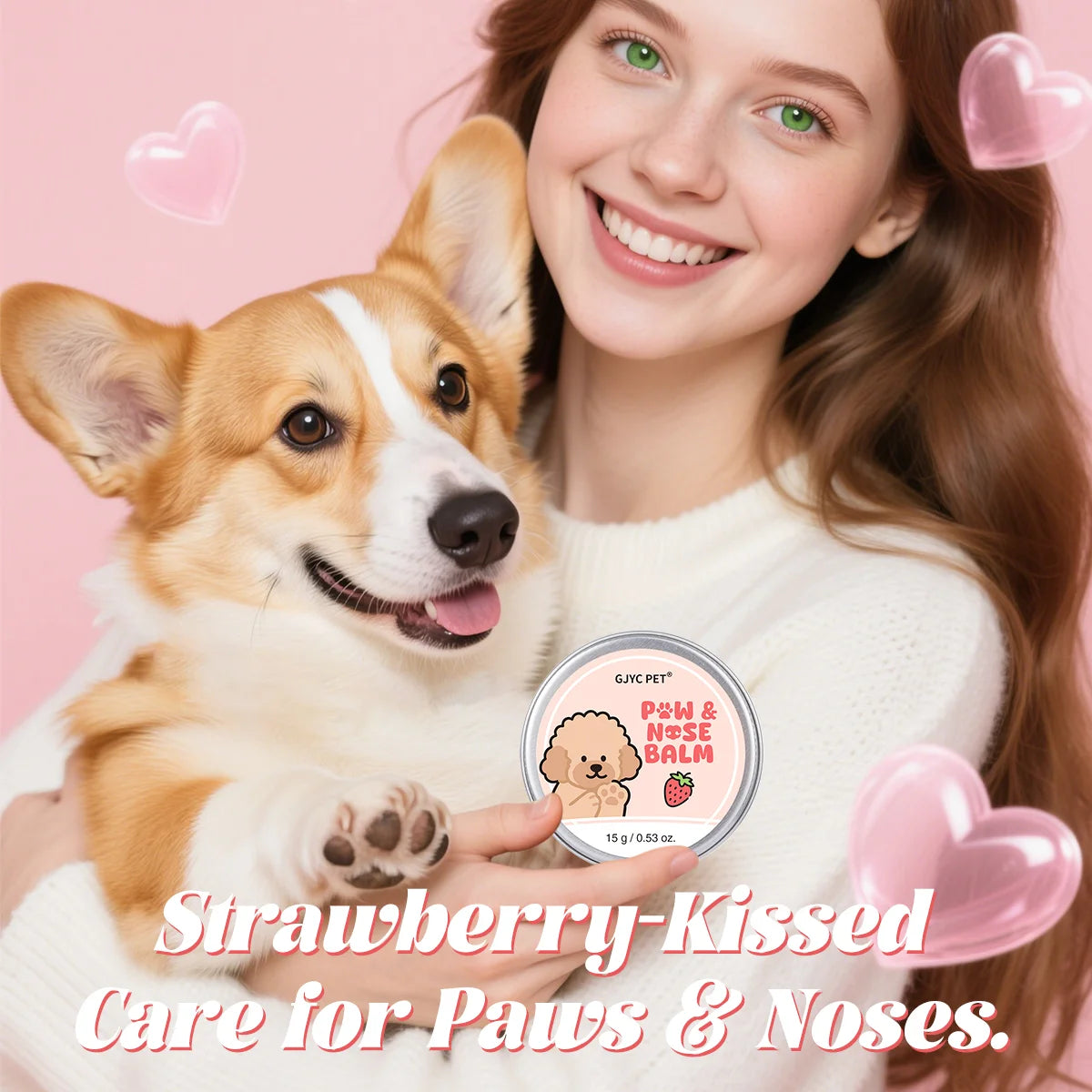 GJYC PET Strawberry Scented Natural Gentle Nourishing Pet Paw Care Cream Softens Pads Prevents Cracked Paws For Dogs Cats