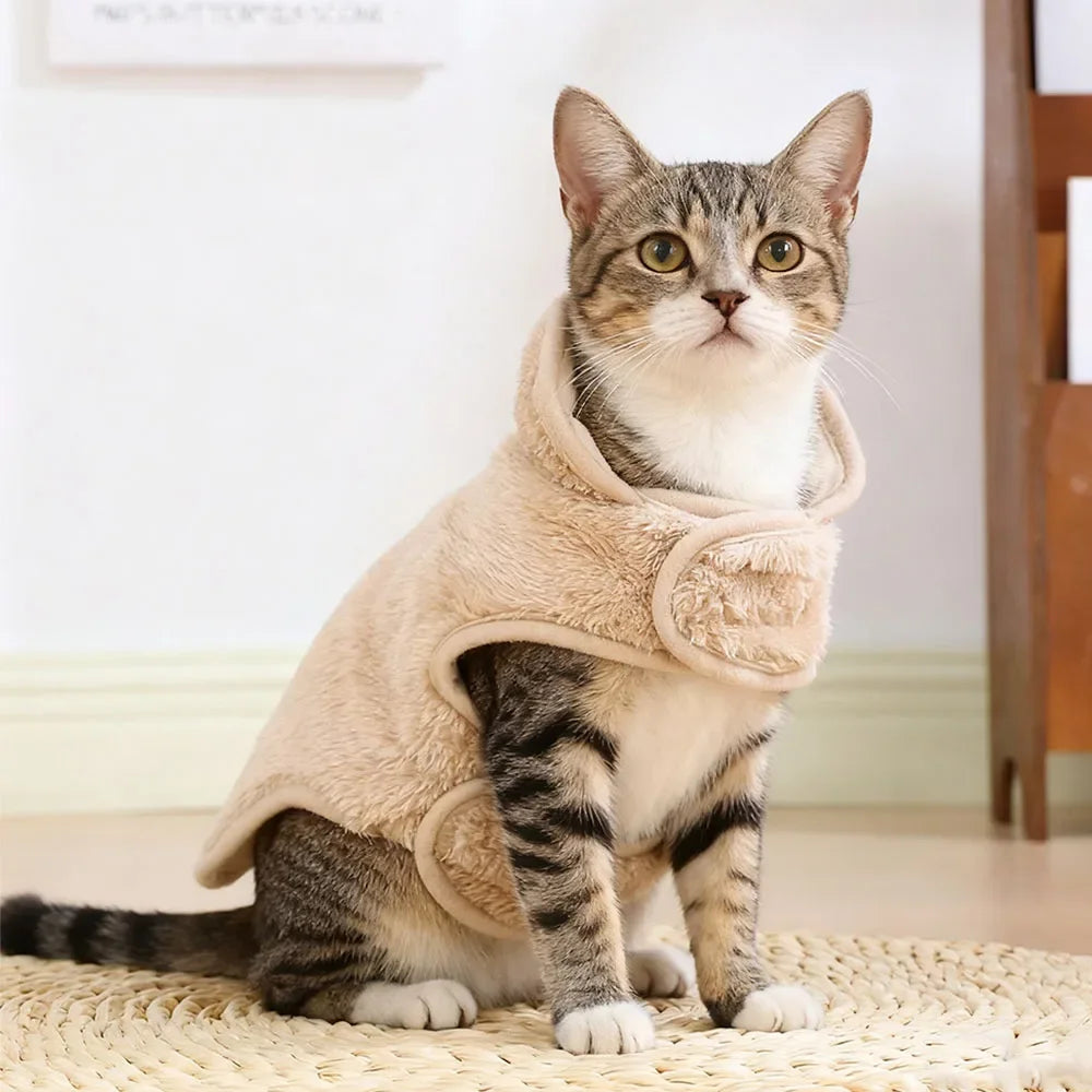 Pet Cat Clothes Fleece Reversible Jacket Sweater For Cats Dogs Soft Fleece Winter Warm Kitten Puppy Padded Vest Apparel Costume