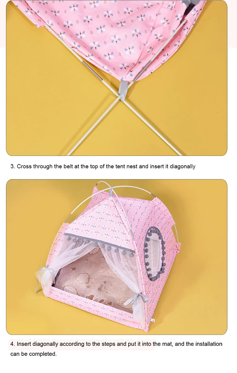 Cat Broken Flower Tent Semi Enclosed Internet Celebrity Tent Nest Universal For All Seasons Pet Supplies Summer Dog And Cat Nest