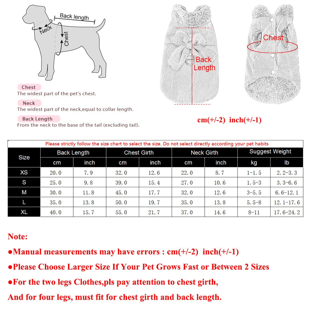 Winter Warm Cat Costume Corduroy Bow Puppy Kitty Coat With D-ring Cute Pet Jacket for Small Medium Dogs Cats Sphynx Pug Costume