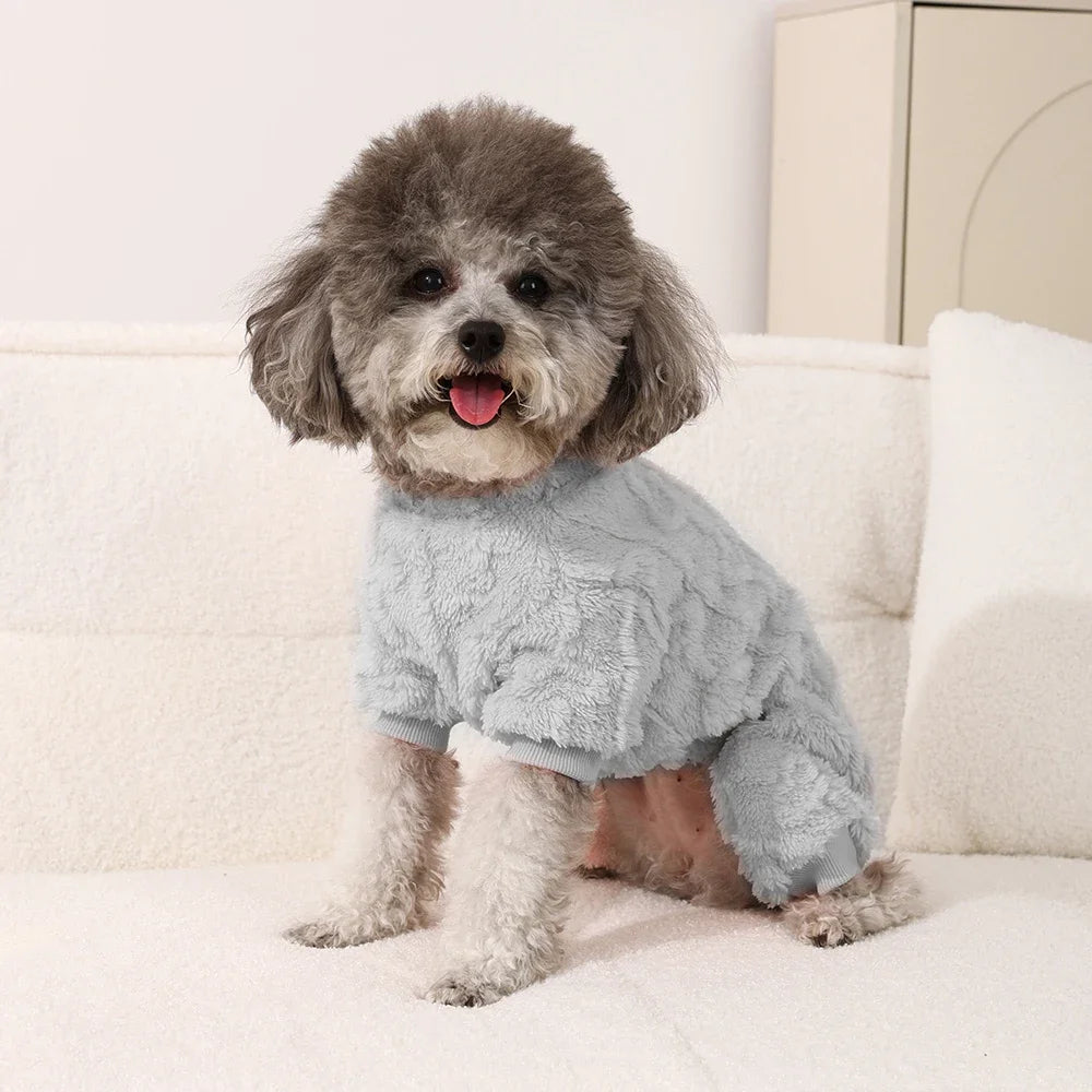 Winter Fleece Warm Dog Clothes Winter Soft Cozy Puppy Jumpsuit Plush Winter D-ring Overall For Small Medium Pet Vest Coat Cats