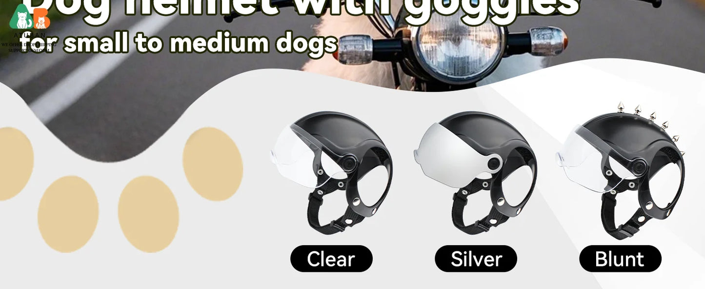 ATUBAN Dog Helmet Small Breed,Dog Motorcycle Helmet Drop-Down Clear Visor for Outdoor Motorcycling Windproof Pet Hat with Rivet