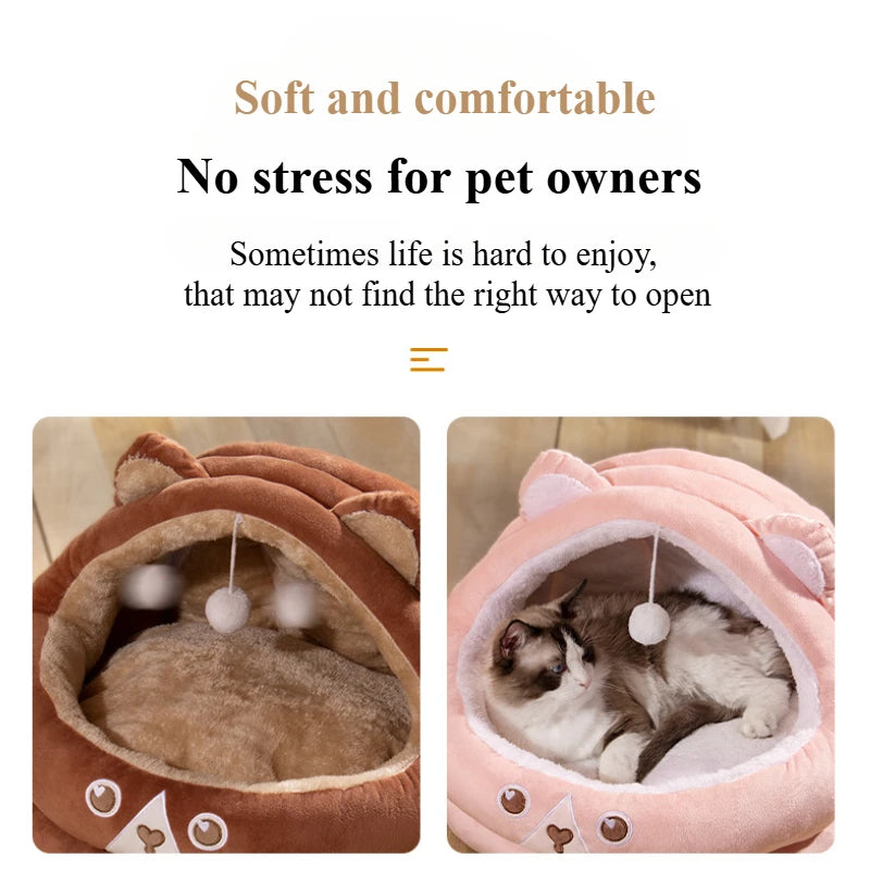 Cat nest warm washable thick pet nest four seasons universal scratch cat bed indoor large cat house cool pad