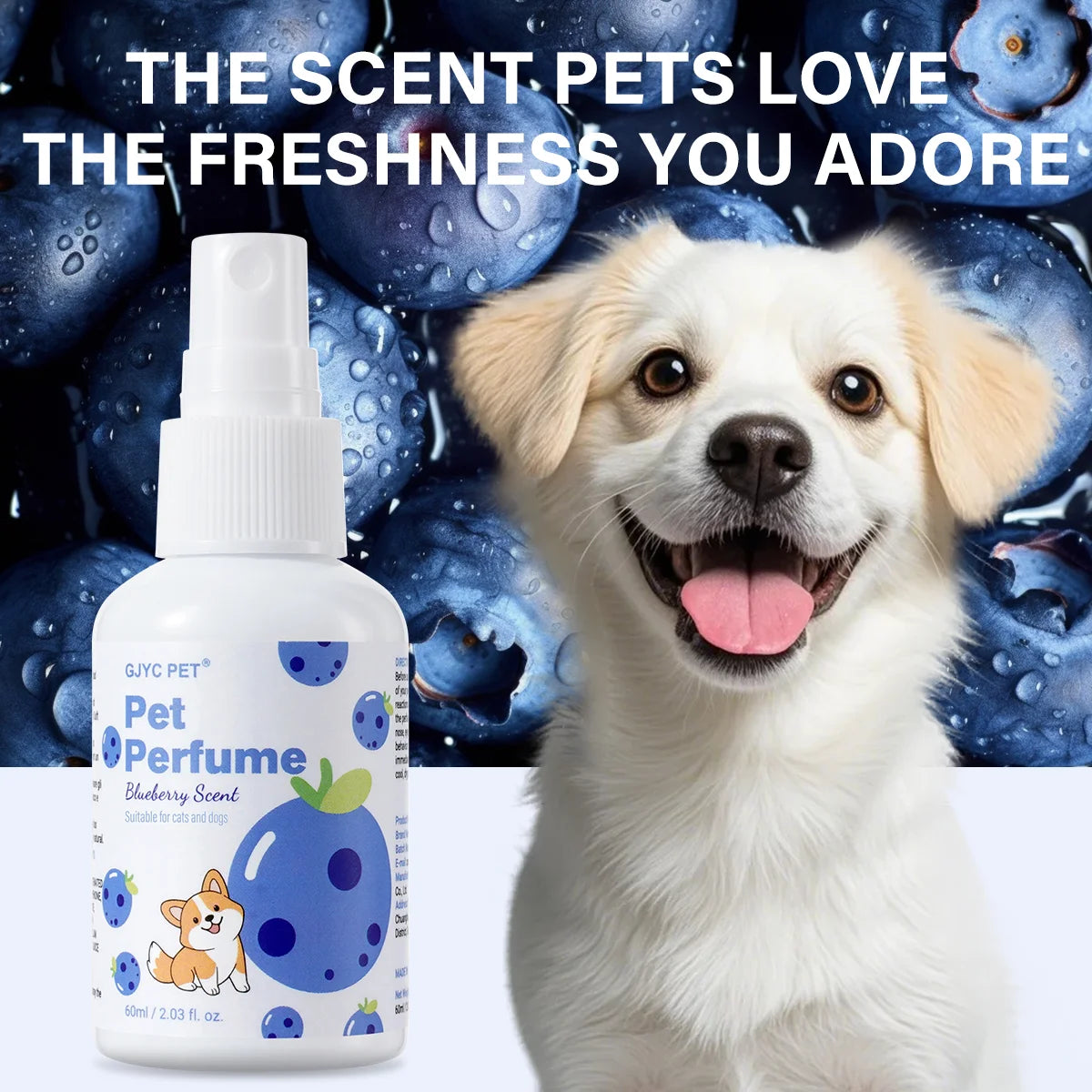 GJYC PET Blueberry Scented Natural Long-Lasting Odor Eliminator Pet Perfume Spray For Dogs Cats