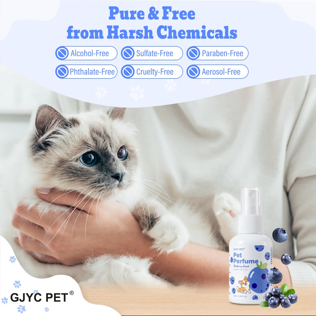 GJYC PET Blueberry Scented Natural Long-Lasting Odor Eliminator Pet Perfume Spray For Dogs Cats