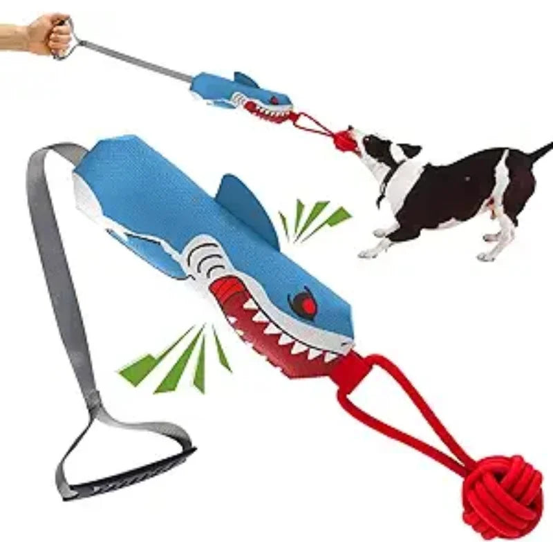 Interactive dog tug of war toy, tug of war toy ball knot, dog toy with knot ball, squeaking dog rope toy for training, suitable