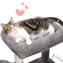 Cat Tree Tower Scratching Post Scratcher Cat House Kitten Toys with Big Conda Large High Perch Cat Hammock Hanging Balls