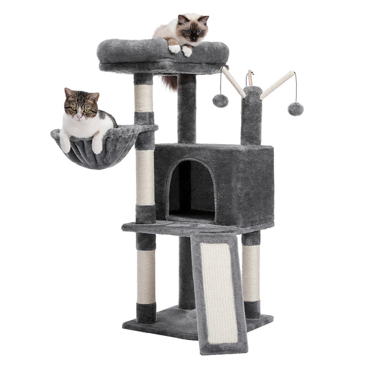 Cat Tree Tower Scratching Post Scratcher Cat House Kitten Toys with Big Conda Large High Perch Cat Hammock Hanging Balls