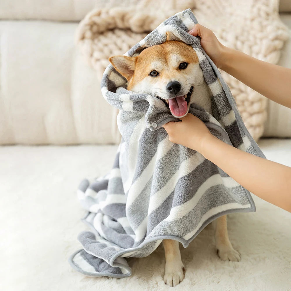 1PC Dog Bathrobe Oversized Thick-Added Absorbent Quick Drying Golden Shiba Cat Bath Towel Towel Used After Bath Winter