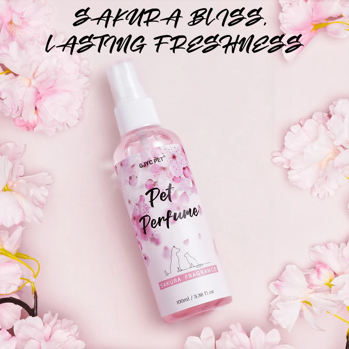Sakura Blossom Pet Perfume Spray Long Lasting Odor Eliminator Gentle Alcohol-Free Formula Safe For Dogs Cats