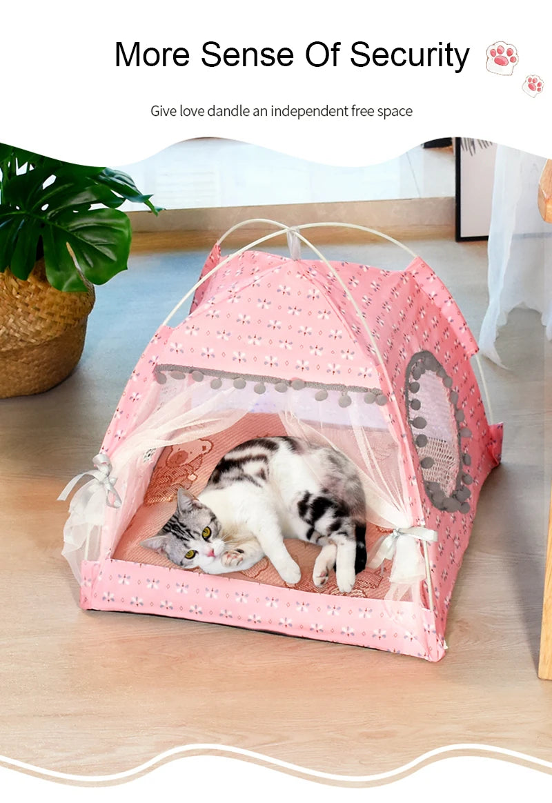 Cat Broken Flower Tent Semi Enclosed Internet Celebrity Tent Nest Universal For All Seasons Pet Supplies Summer Dog And Cat Nest