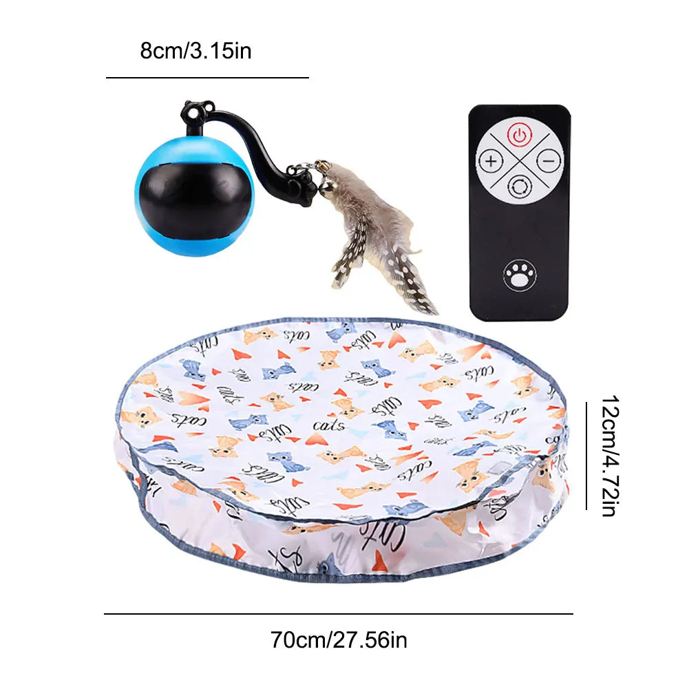Cat Interactive Ball Toys Fast Rolling Ball in Play Mat Self Rotating Ball Anti-Depression Pet Toy for Indoor Cat Kitten