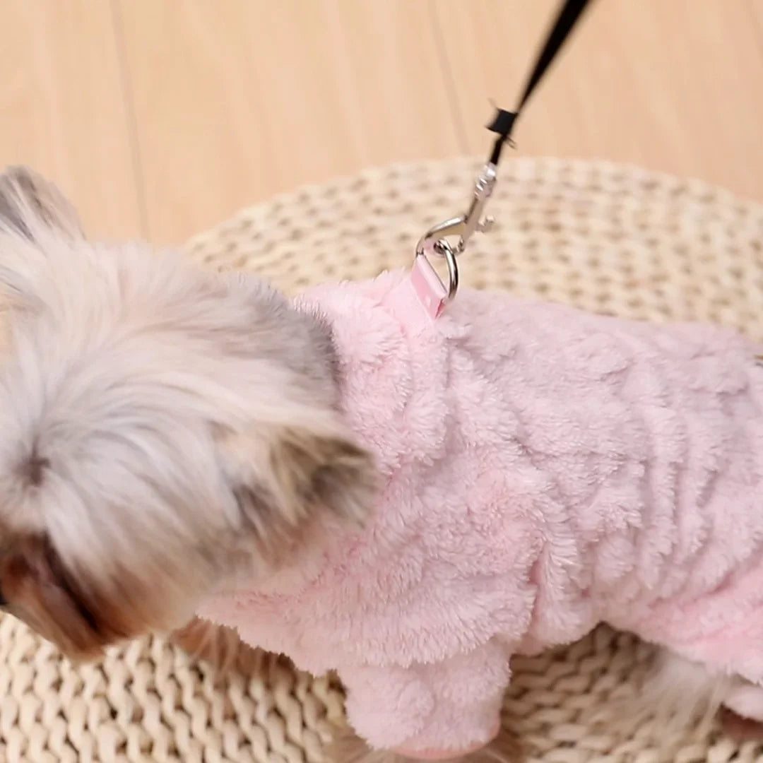 Winter Fleece Warm Dog Clothes Winter Soft Cozy Puppy Jumpsuit Plush Winter D-ring Overall For Small Medium Pet Vest Coat Cats