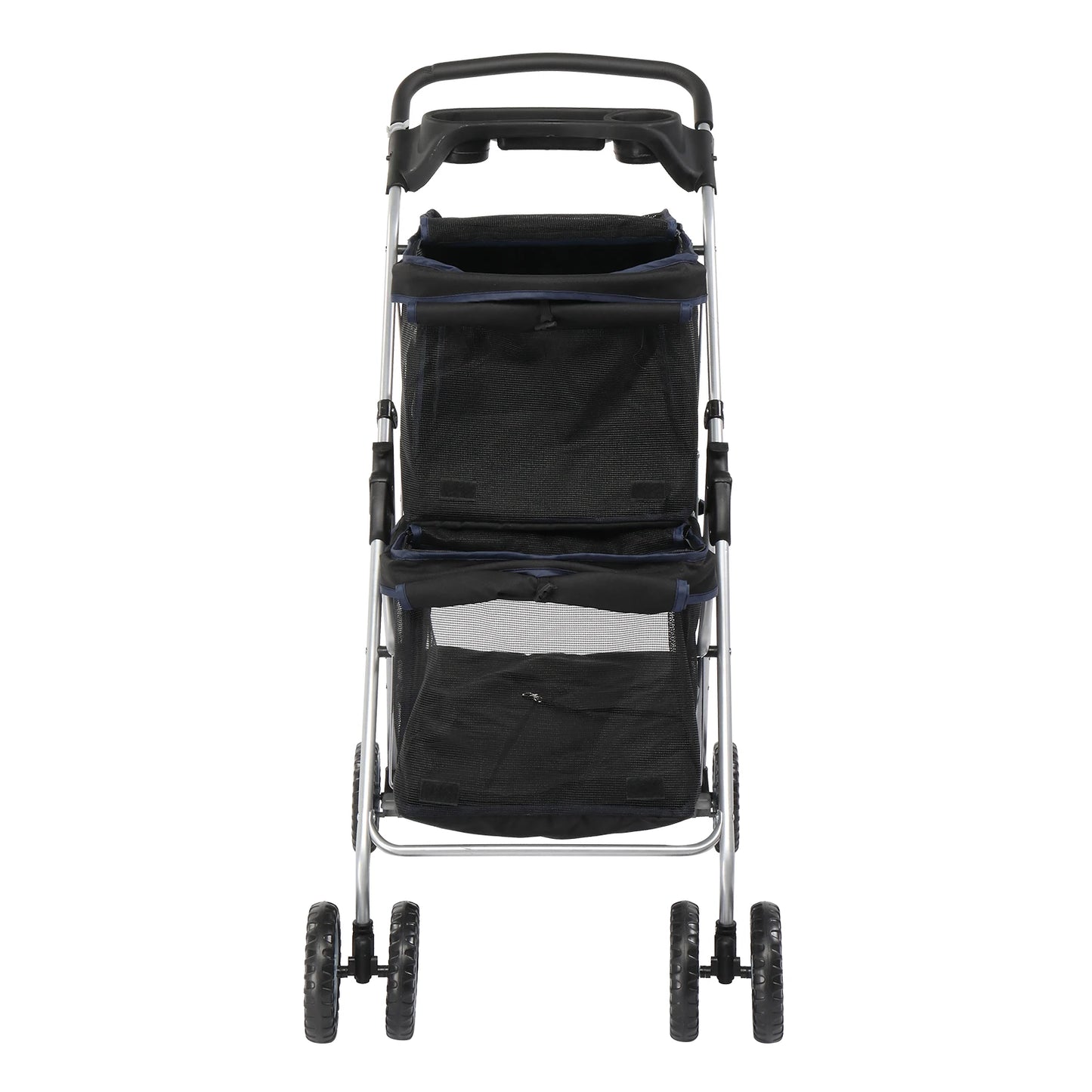 Pet Stroller for 2 Dogs/Cats, Double 4-Wheel Carrier Jogger for Small-Medium Pets, Waterproof Folding Crate with Soft Pad.