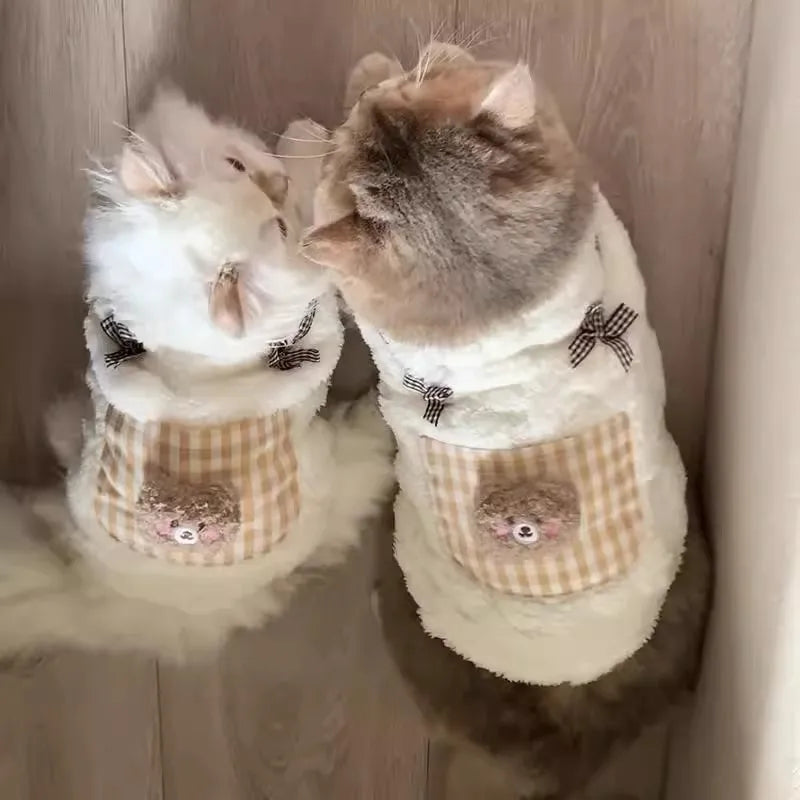 Cozy Plush Pet Vest - Warm Fleece Sleeveless Coat for Small Dogs & Cats, Indoor Outdoor Wear
